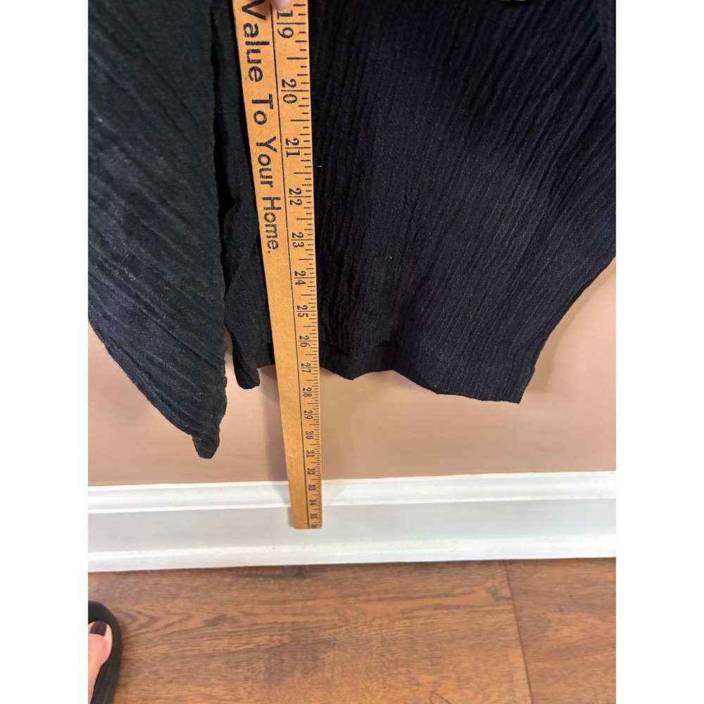 Soft Surroundings Black Crinkle Textured Asymmetrical Button Jumpsuit PM Petite - Picture 11 of 13